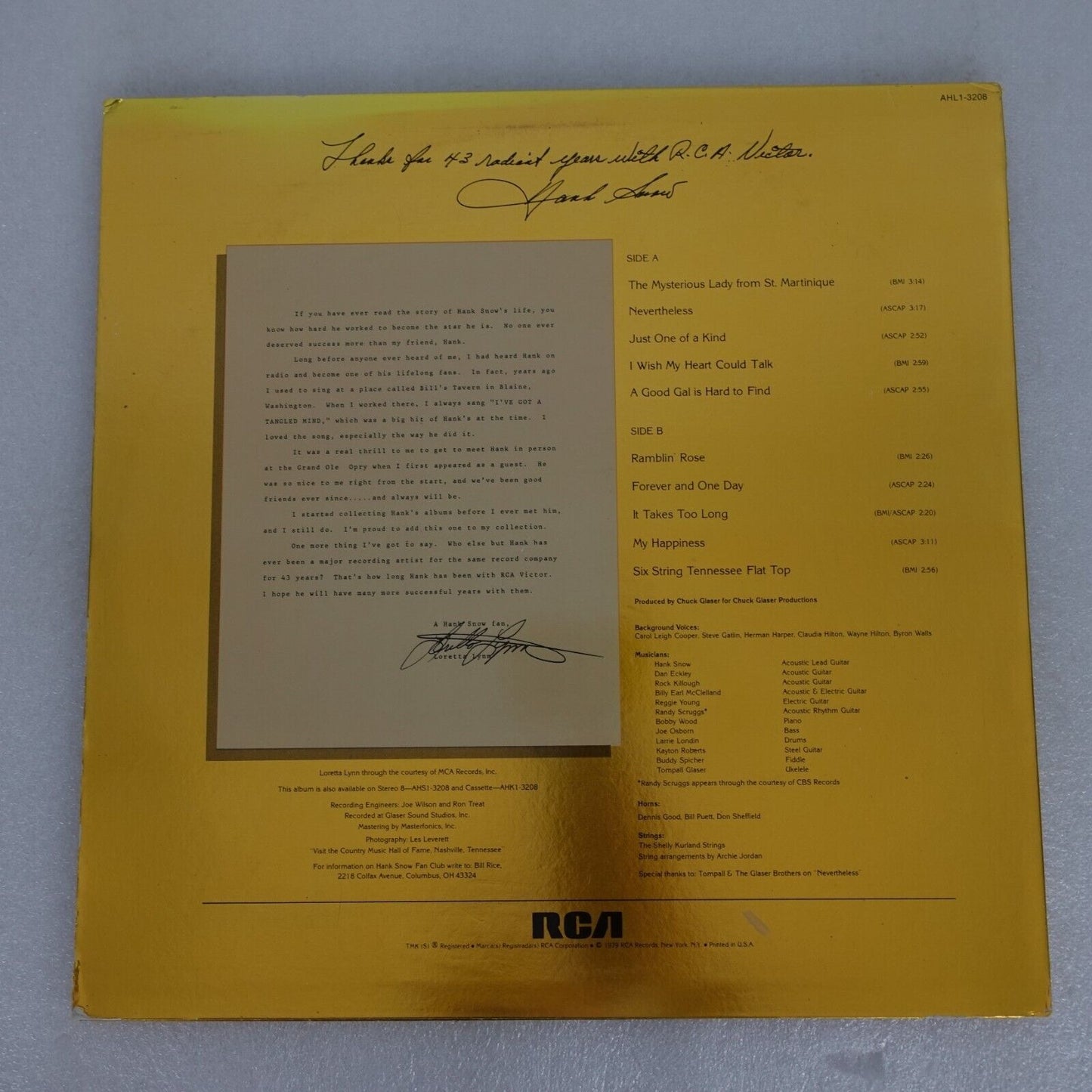 Hank Snow The Mysterious Lady LP Vinyl Record Album
