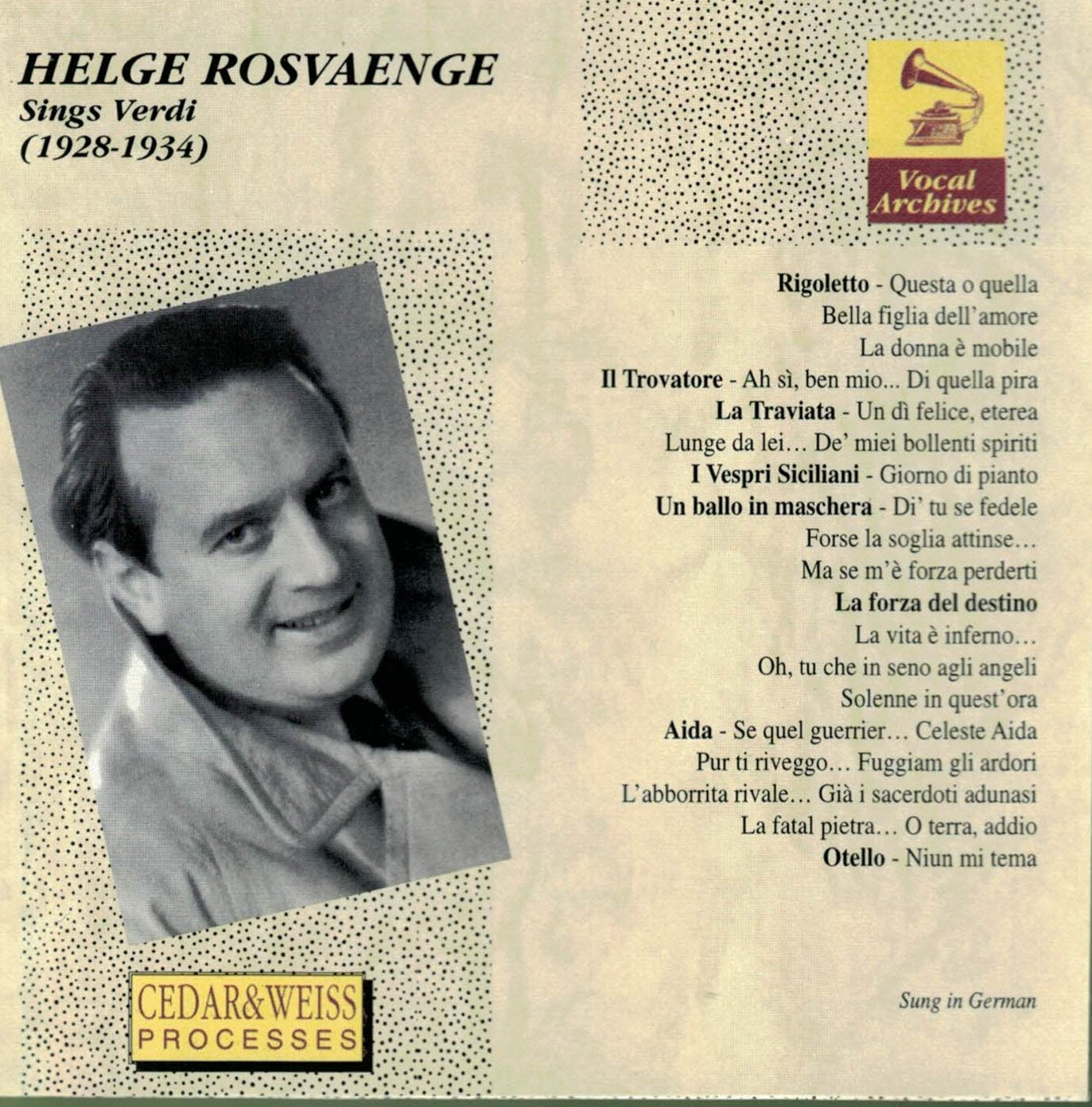 Rosvaenge Sings Verdi - 2297